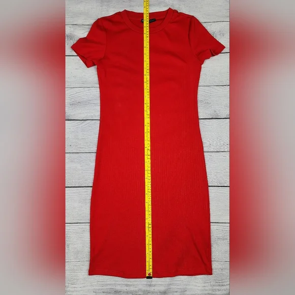 Zara, Coral Red Mini Dress Size Medium - Picture 3 of 9